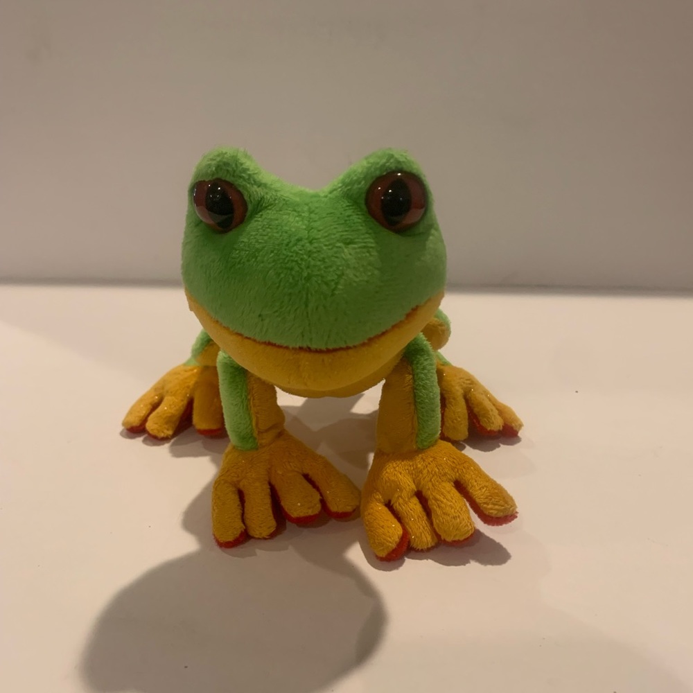 Cute Ganz Webkinz Plush Tree Frog Green Gold Red 10" HM109 Retired No code